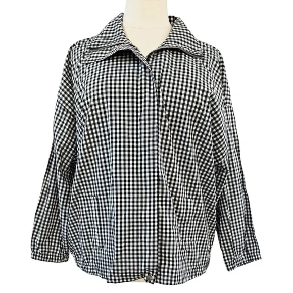 EUC Vintage CJ Banks Black & White Gingham Check Cotton Jacket | Women’s Plus 2X - Picture 15 of 16